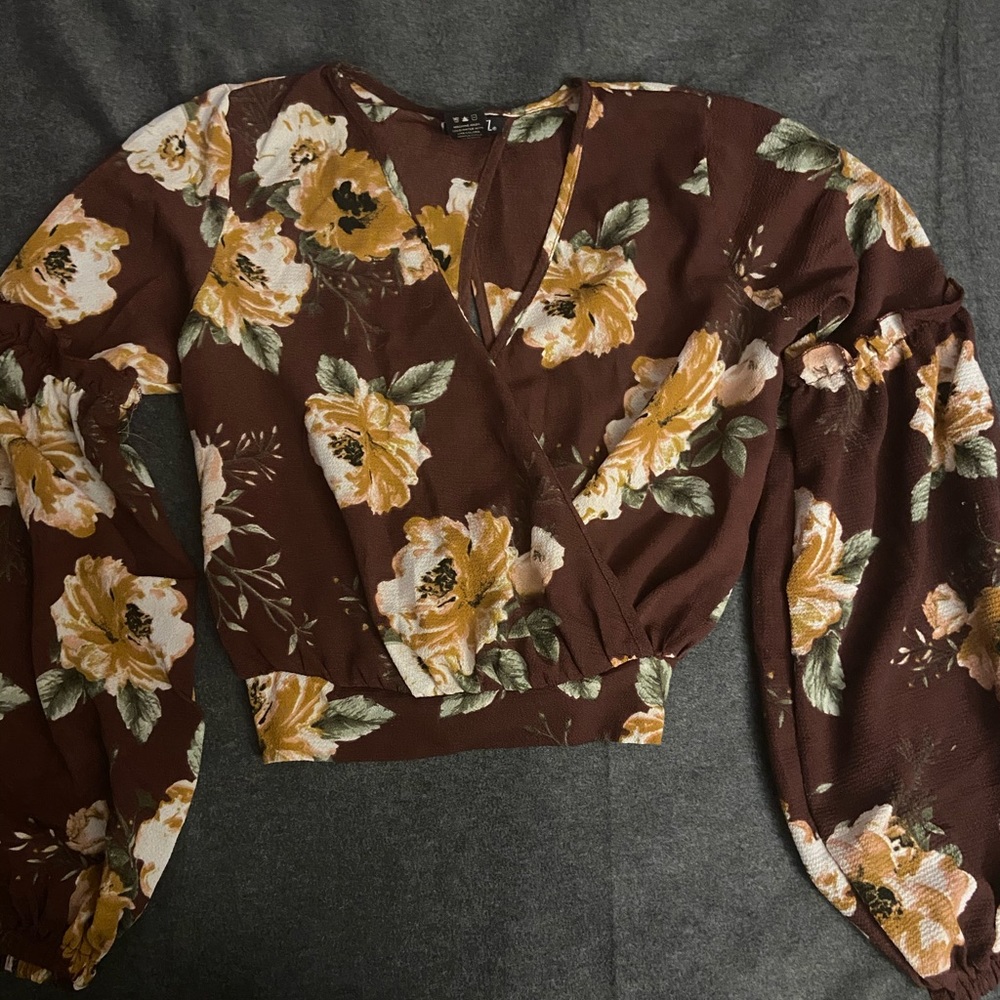 Maroon floral open back top
